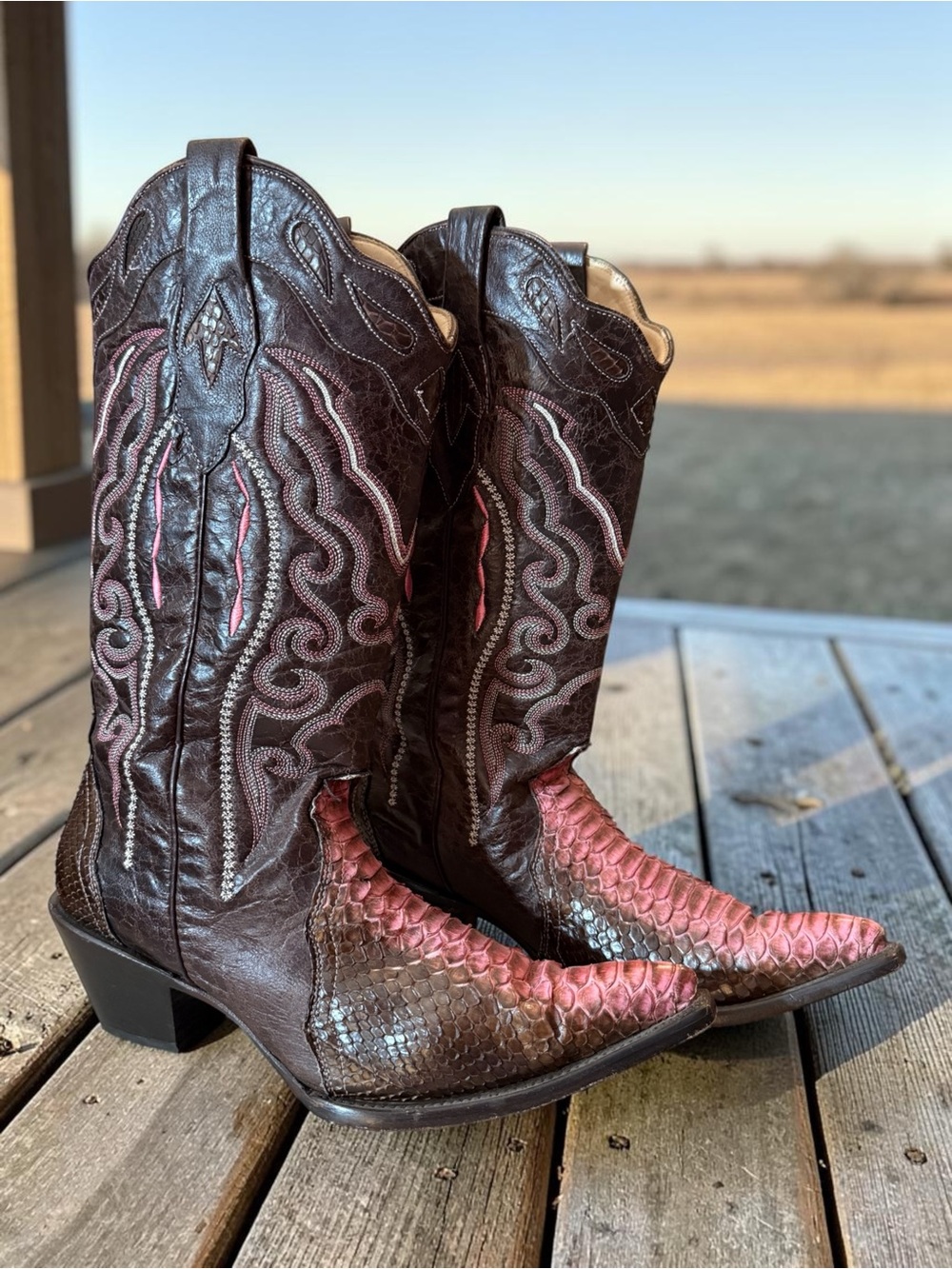 Corral Exotic Genuine Python Snakeskin Western Boots Women's 9M